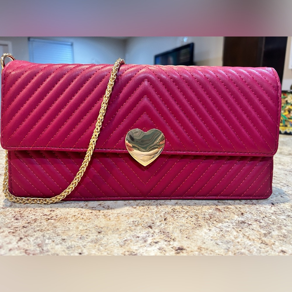 Fuchsia Chevron Handbag/Clutch